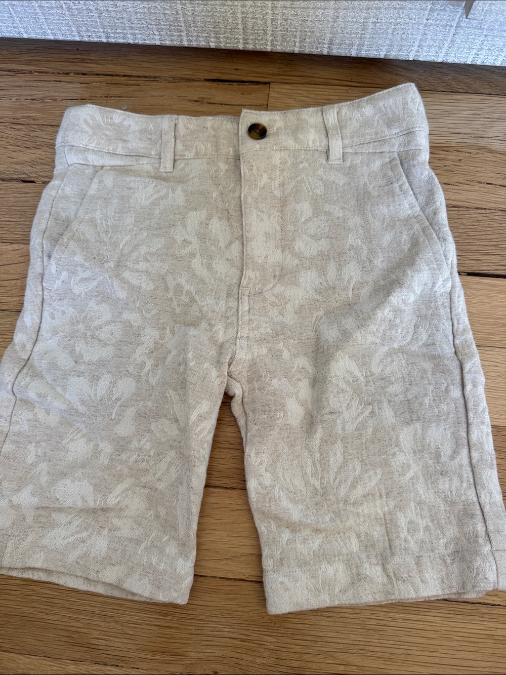 Boys Neutral Linen-Blend Shorts